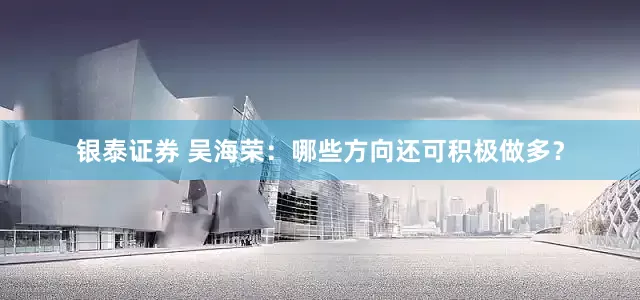 银泰证券 吴海荣：哪些方向还可积极做多？